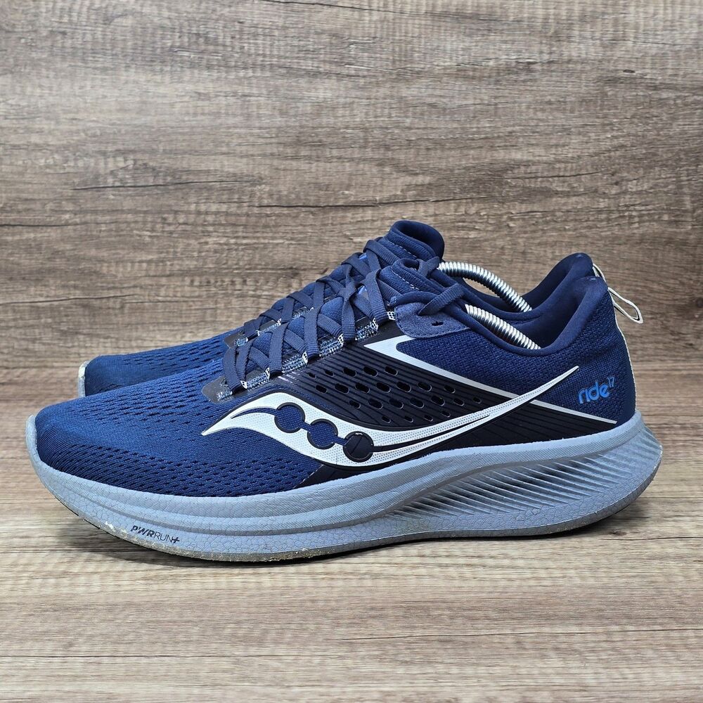 Saucony Ride 17 Men's Size 12 Navy Blue Gray Running Shoes (S20924-106) - Picture 3 of 9